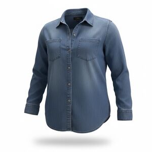 Talbots Navy Denim Button-Up Shirt soft‎ denim